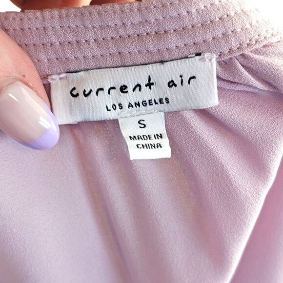 Current Air Light Purple Ruffle Sleeve Pastel Blouse w/ Neck Tie Sz S - Picture 9 of 11